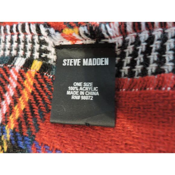 Steve Madden Reversible Scarf Houndstooth Plaid One Size - Picture 6 of 6